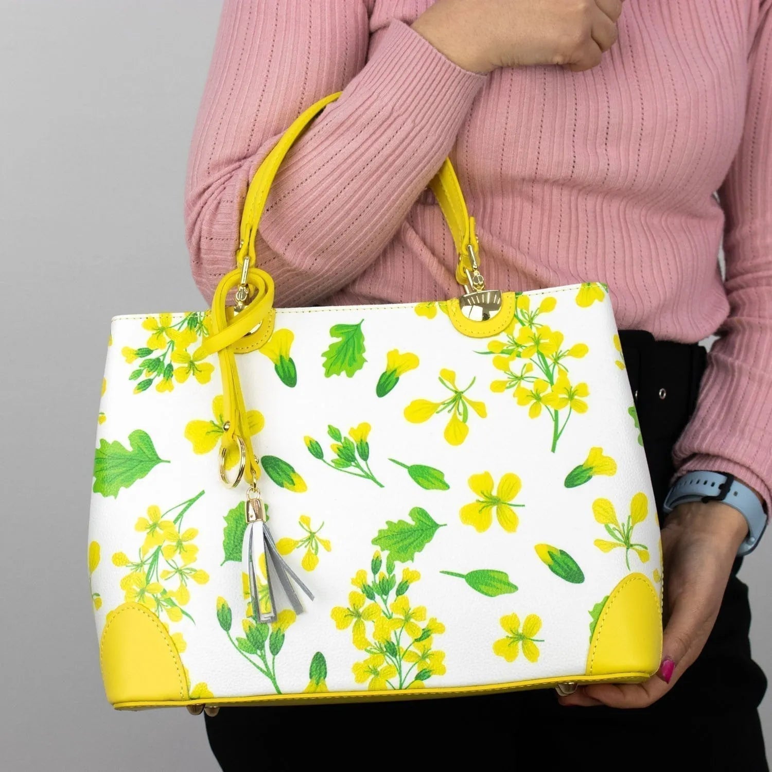 Bolso en piel Pregato Eleganza Flores amarillas - KimondoShop