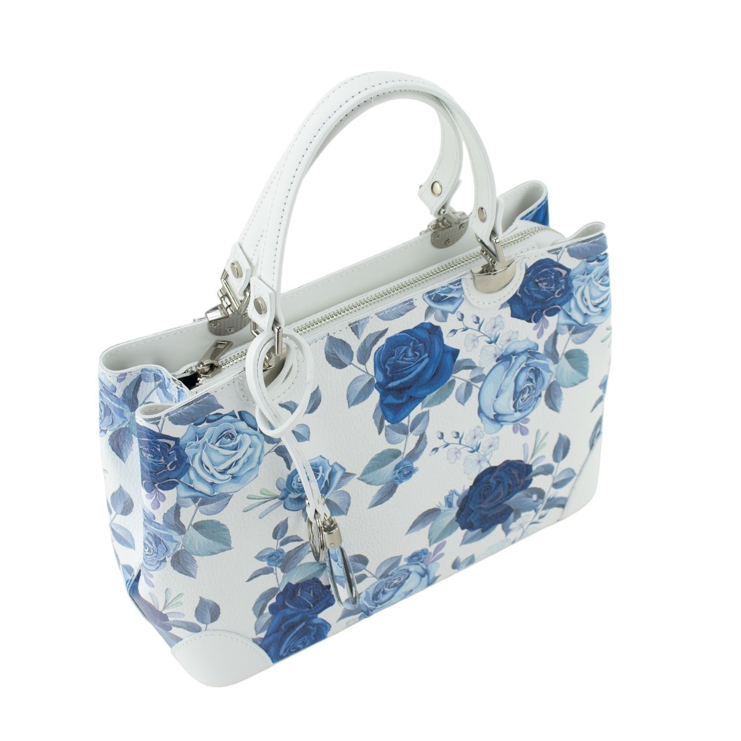 Bolso en piel Pregato Eleganza Flores azules - KimondoShop