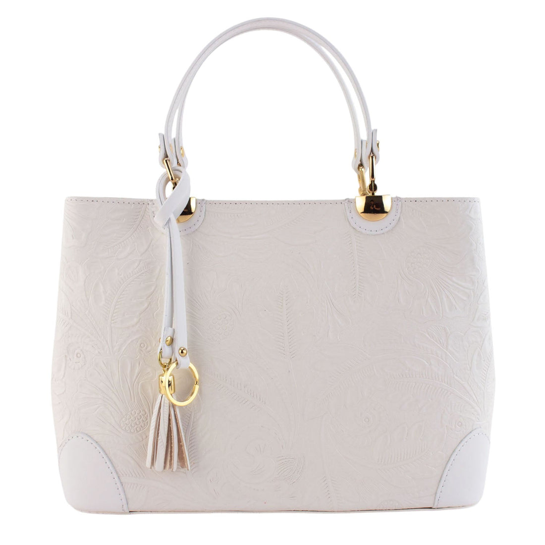 Bolso en piel Pregato Eleganza Grabado Blanco - KimondoShop