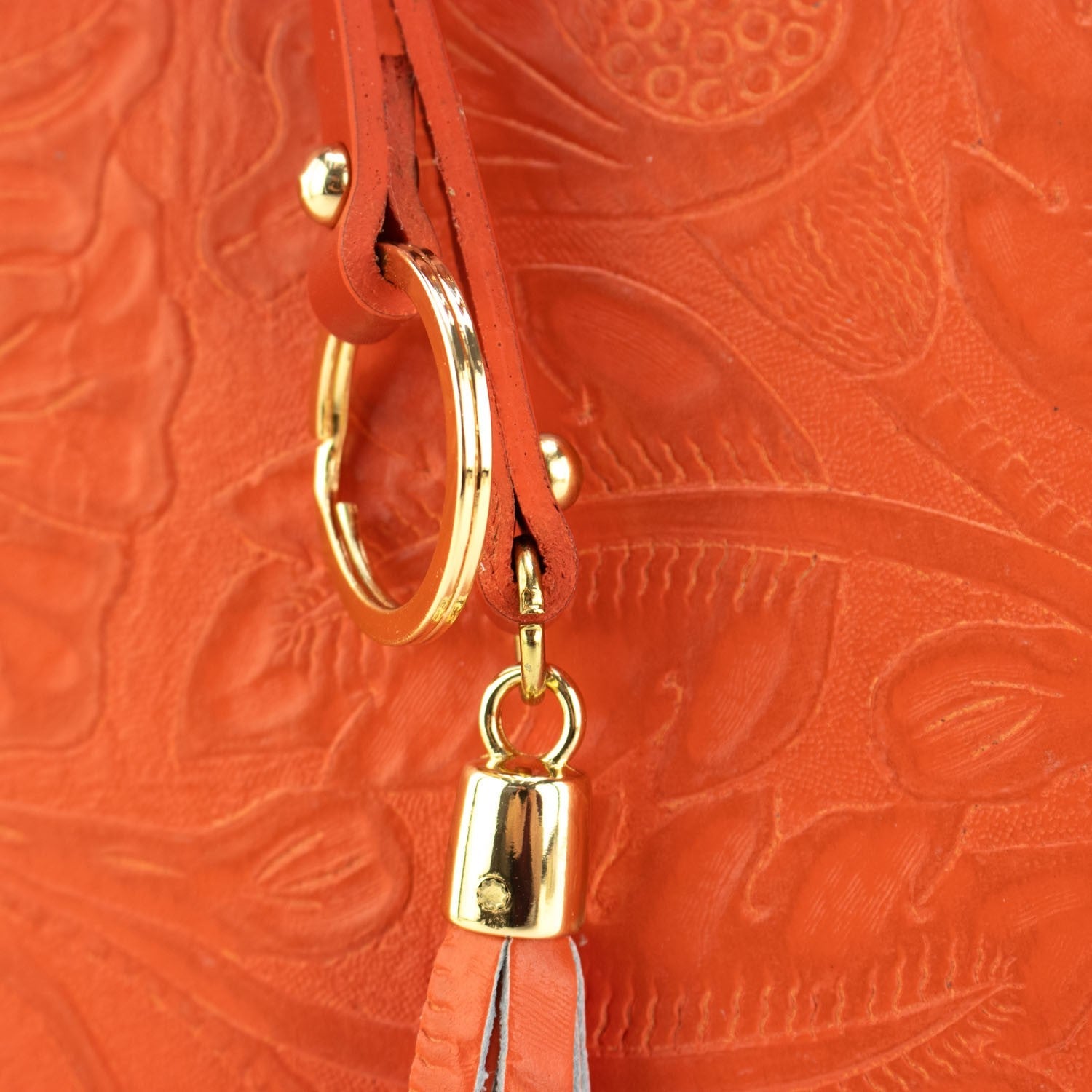 Bolso en piel Pregato Eleganza Grabado Naranja - KimondoShop