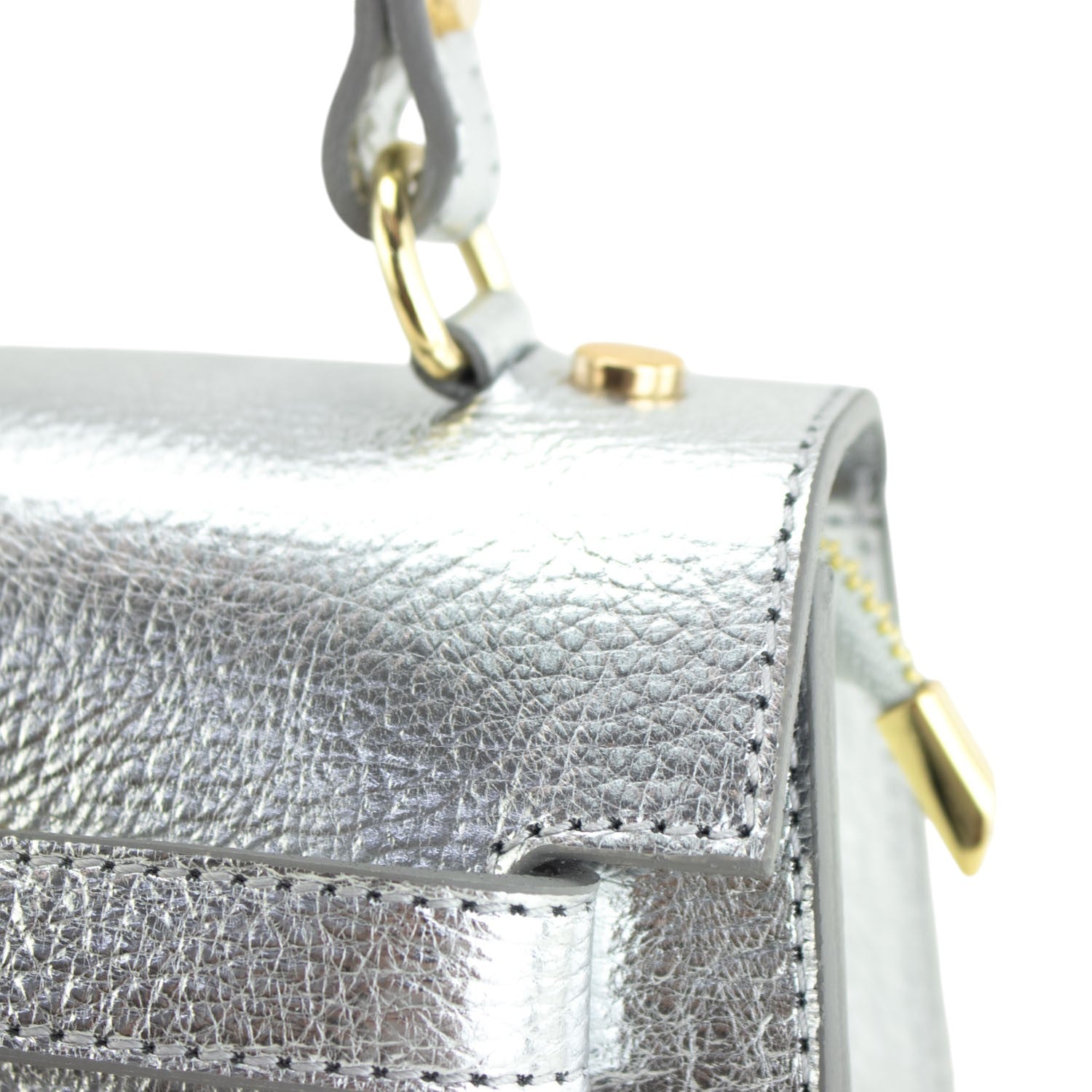 Bolso en Piel Pregato Latenza Plata - KimondoShop