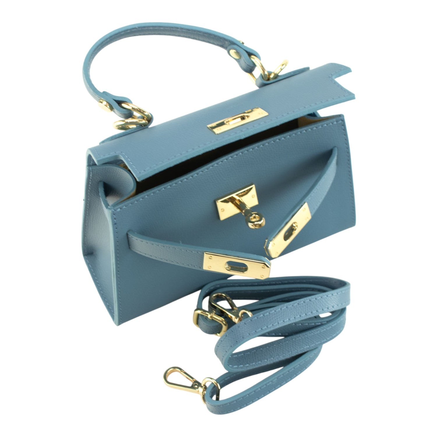 Bolso en Piel Pregato mini Latenza Azul Jeans - KimondoShop