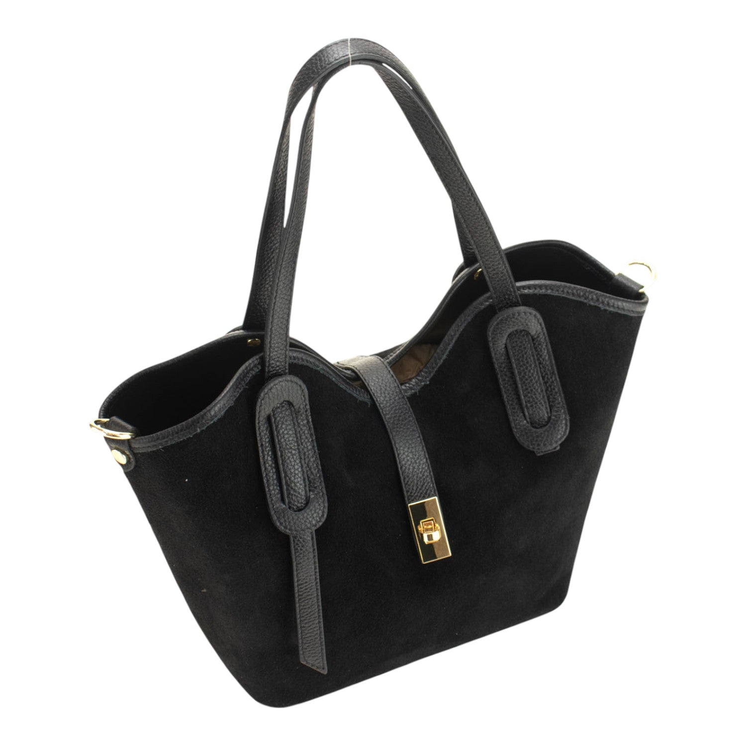 Bolso en Piel Pregato Siena Ante Negro - KimondoShop