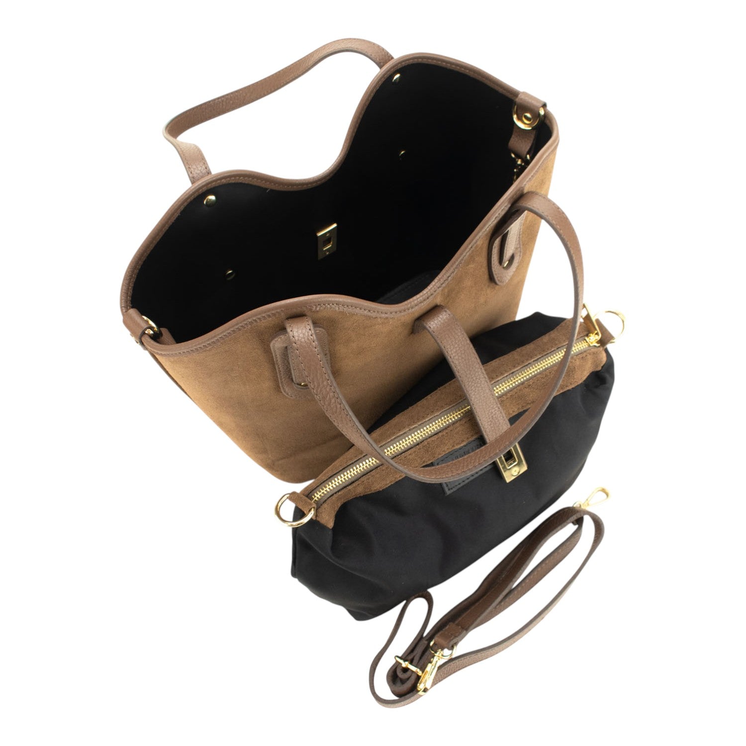 Bolso en Piel Pregato Siena Ante Taupe - KimondoShop