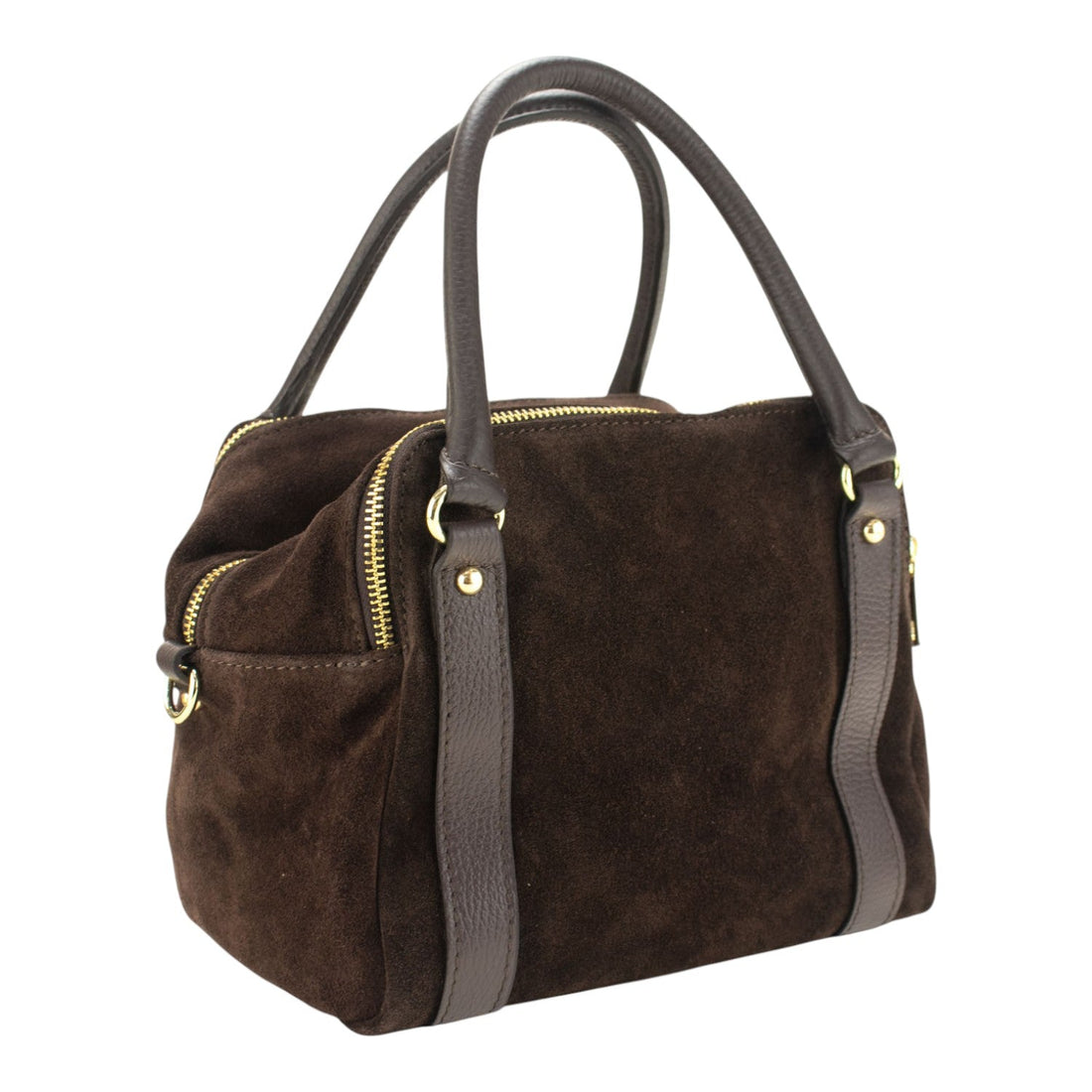 Bolso en Piel Pregato Verona Ante Chocolate - KimondoShop