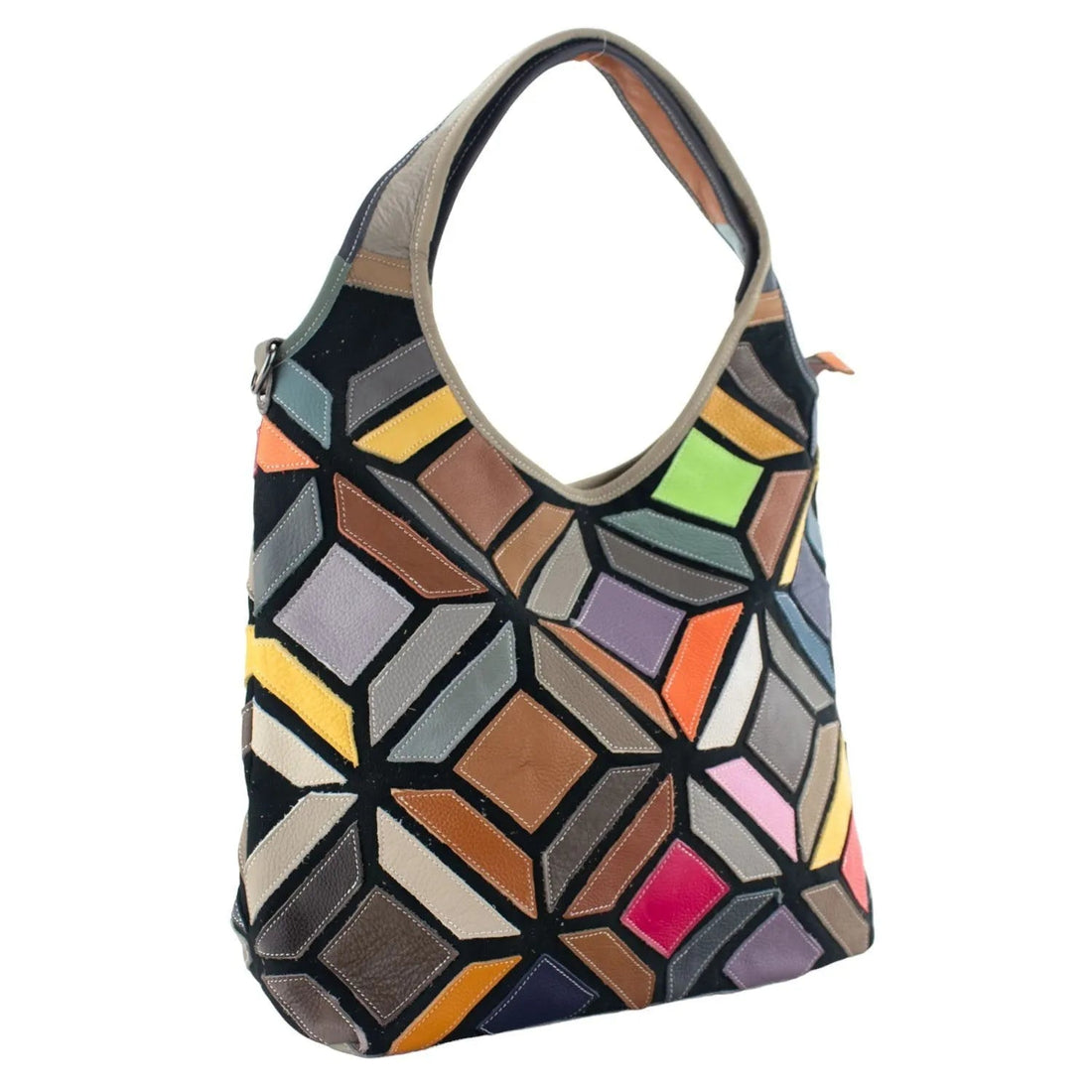 Bolso Shopper de Piel Pregato Mosaic Geometric - KimondoShop