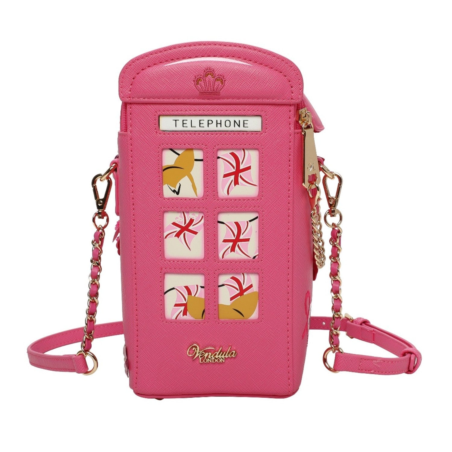 Bolso Telephone Box Vendula London Cats & Corgis Floral - Pink Ribbon Foundation - KimondoShop