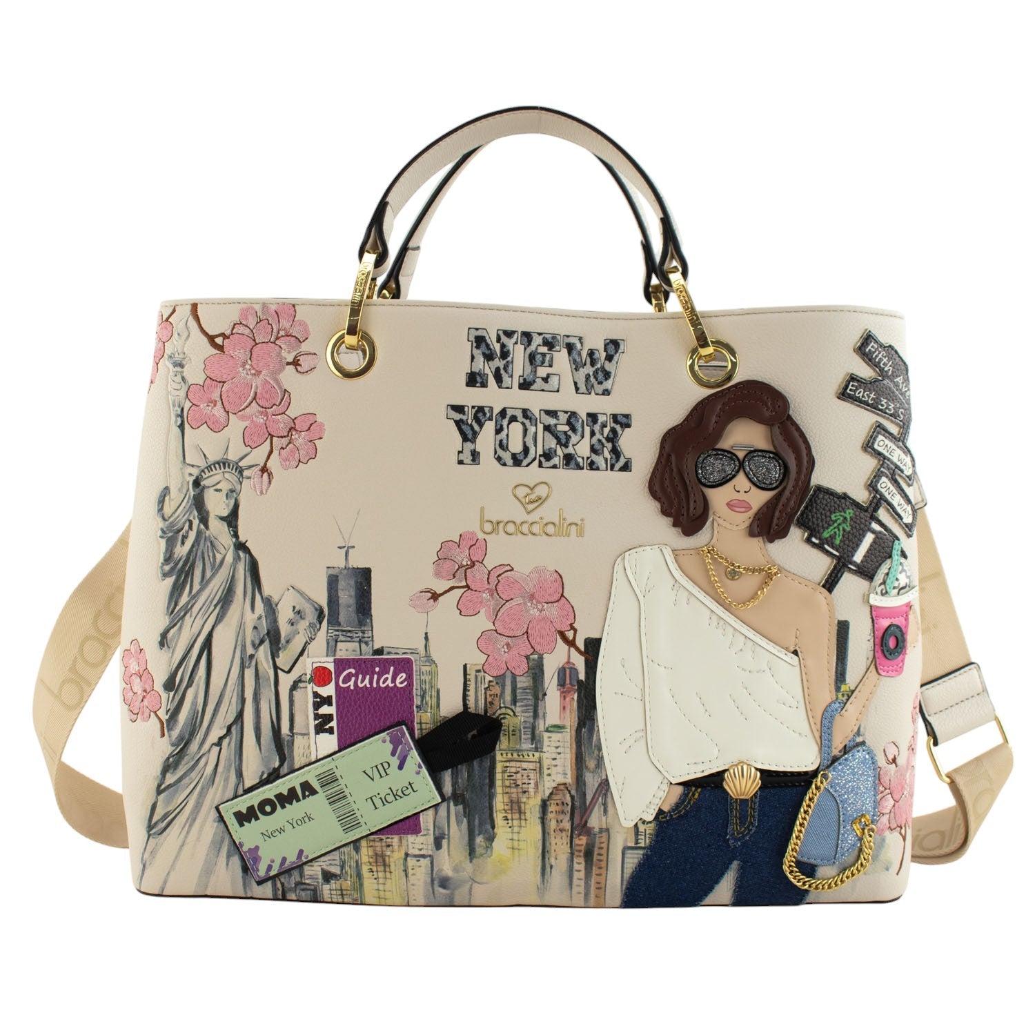 Bolso tote Braccialini Cartoline New York - KimondoShop