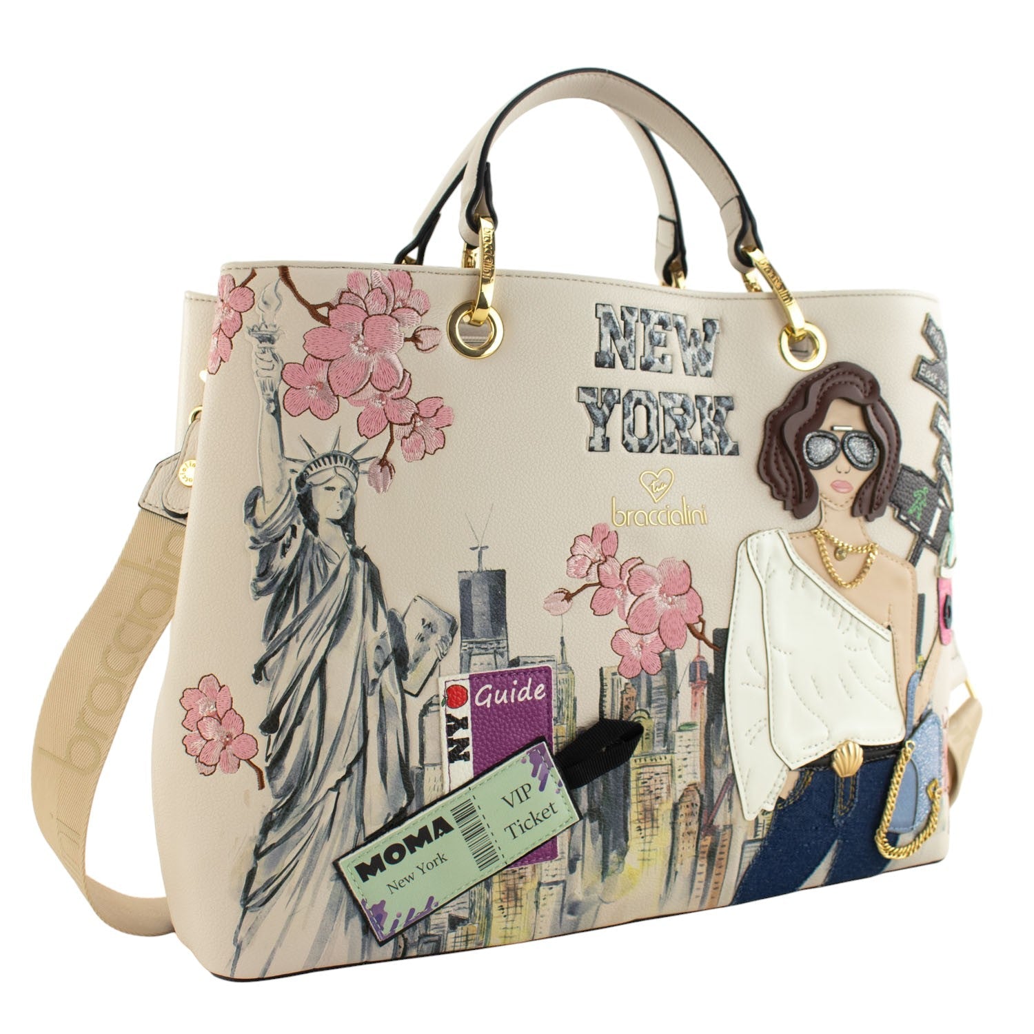 Bolso tote Braccialini Cartoline New York - KimondoShop