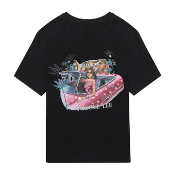 Camiseta manga corta Nicole Lee Hollywood Drive Negro - KimondoShop