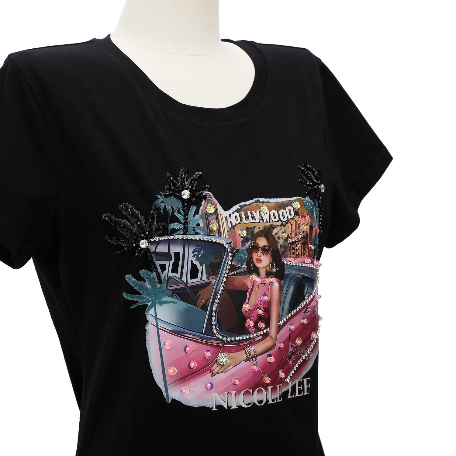 Camiseta manga corta Nicole Lee Hollywood Drive Negro - KimondoShop