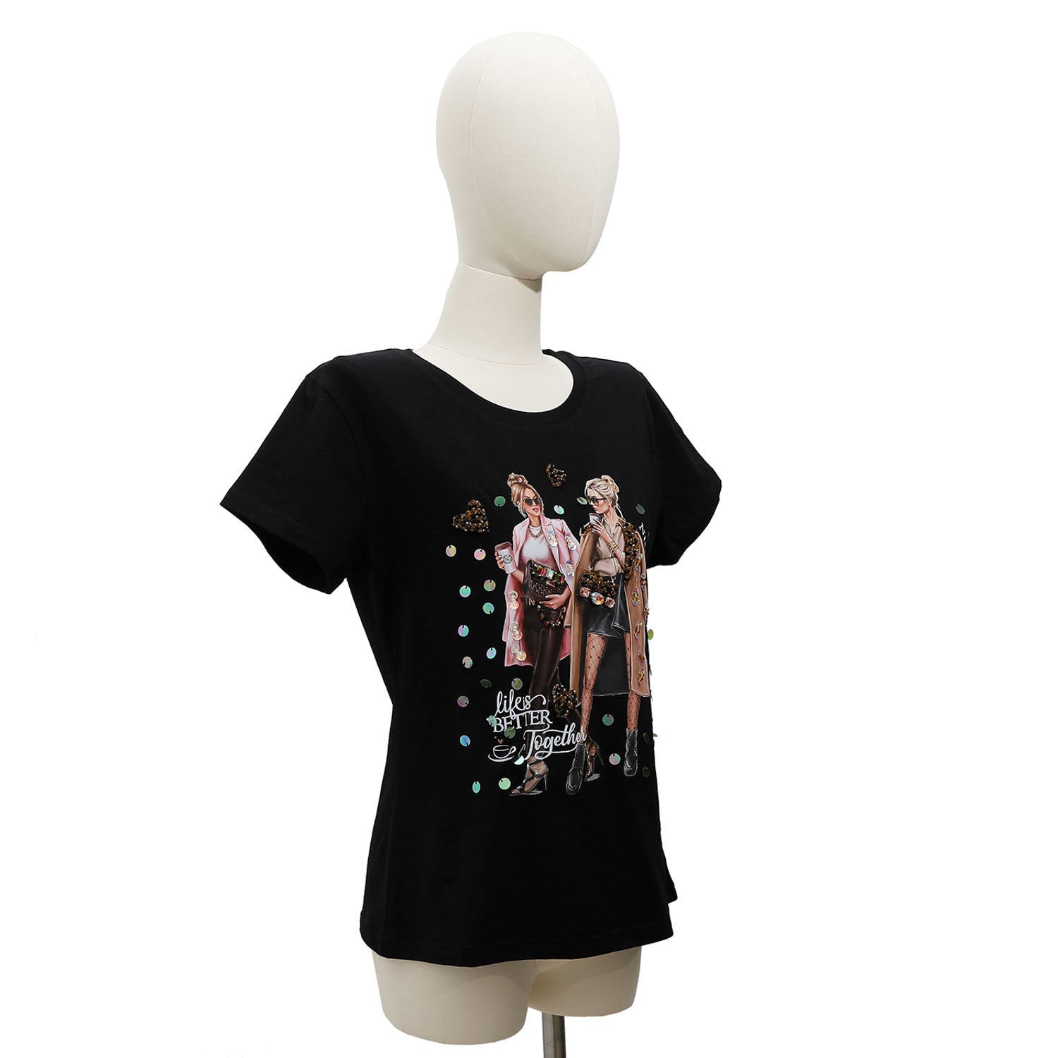 Camiseta manga corta Nicole Lee Ladies Night Negro - KimondoShop