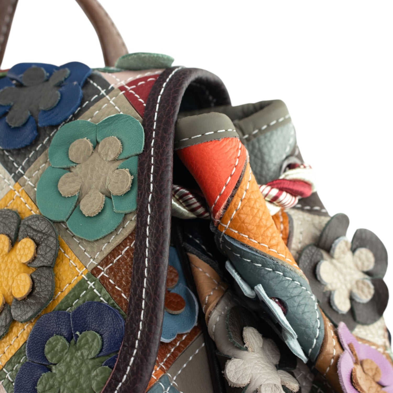 Mochila con solapa de Piel Pregato Mosaic Flower - KimondoShop