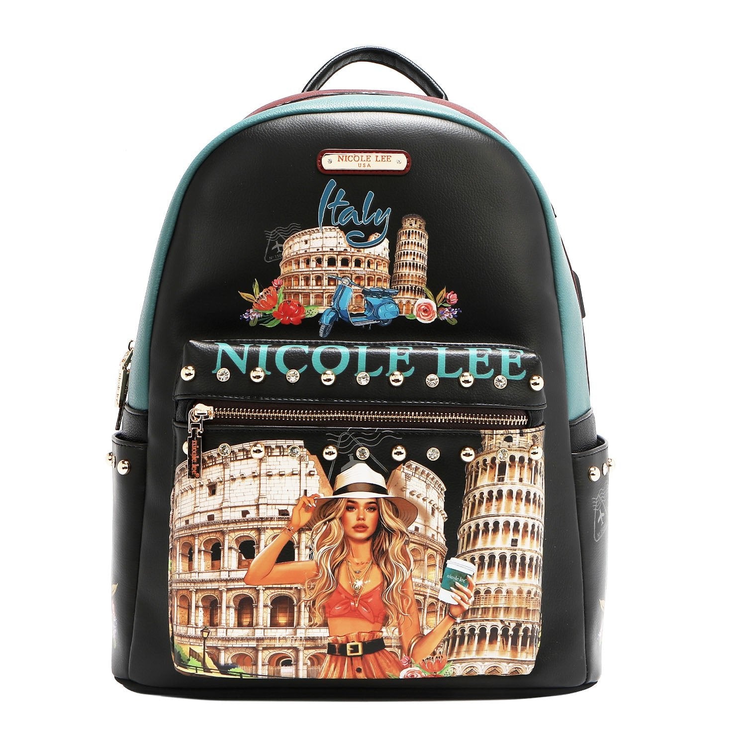 Mochila grande USB Nicole Lee Martha Travels Italy - KimondoShop