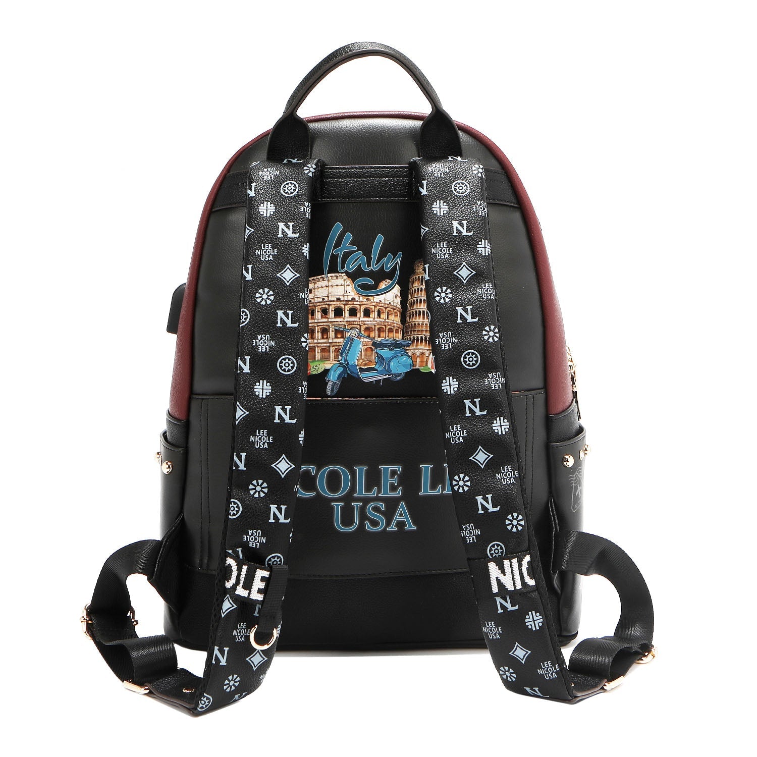 Mochila grande USB Nicole Lee Martha Travels Italy - KimondoShop