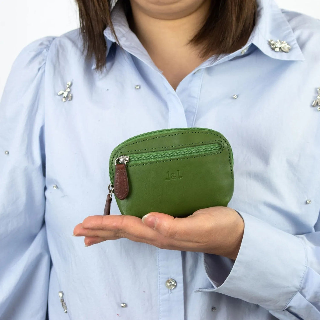 Monedero Piel Basics JL Piel Brida Verde - KimondoShop